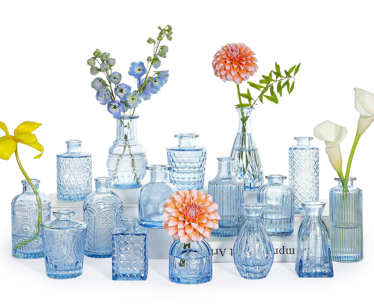 SUPMIND 16-piece blue bud vase set for elegant centerpieces.