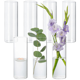 SUPMIND 7Pcs Glass Cylinder Vase Set centerpieces, 10-inch height for elegant table décor