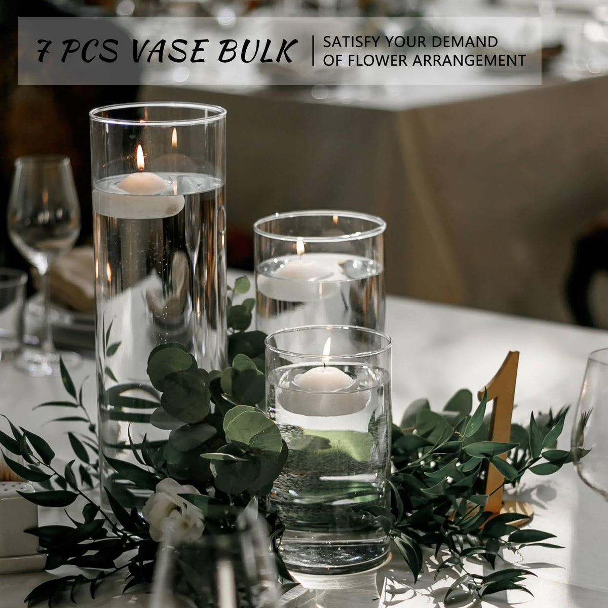 SUPMIND glass vases for flowers, luminous centerpieces with blooms or gemstones
