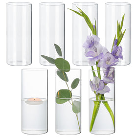 SUPMIND 8-inch glass vase centerpiece for tables, clean and modern.