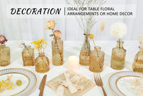 SUPMIND amber glass vases etched patterns reflect light for elegant shelves