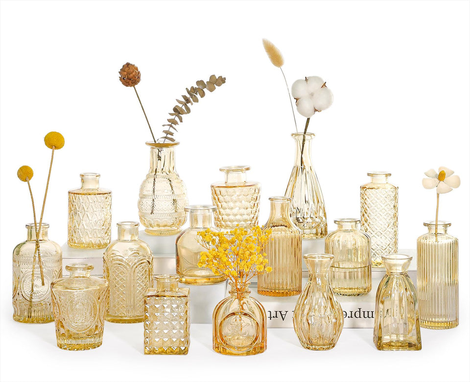 SUPMIND 16pc gold amber bud vases for elegant centerpieces at events