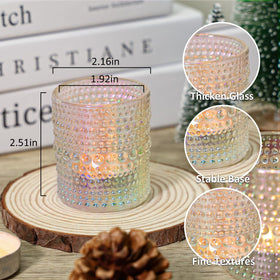 SUPMIND pink iridescent tealight holder side view for table decor