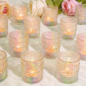 SUPMIND pink iridescent votive holder close-up for wedding centerpieces