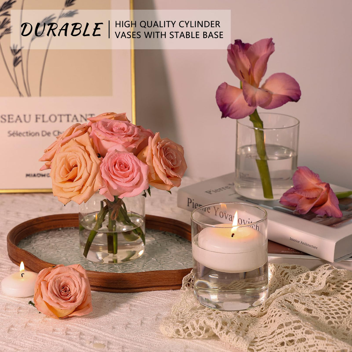 SUPMIND clear vase suitable for succulents, petals, or decorative stones.
