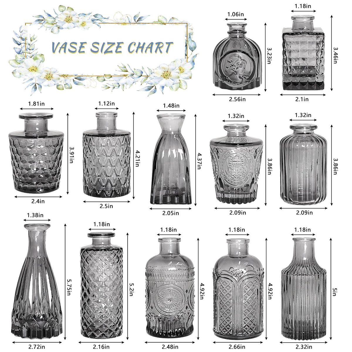 SUPMIND Vintage glass vase adds home decor charm for buds or dried arrangements.
