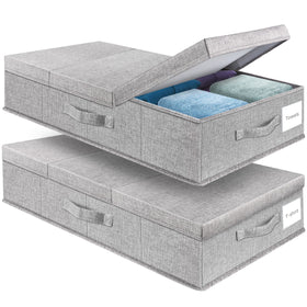 Supowin under-bed storage bin 2-pack keeps clothes organized and accessible.