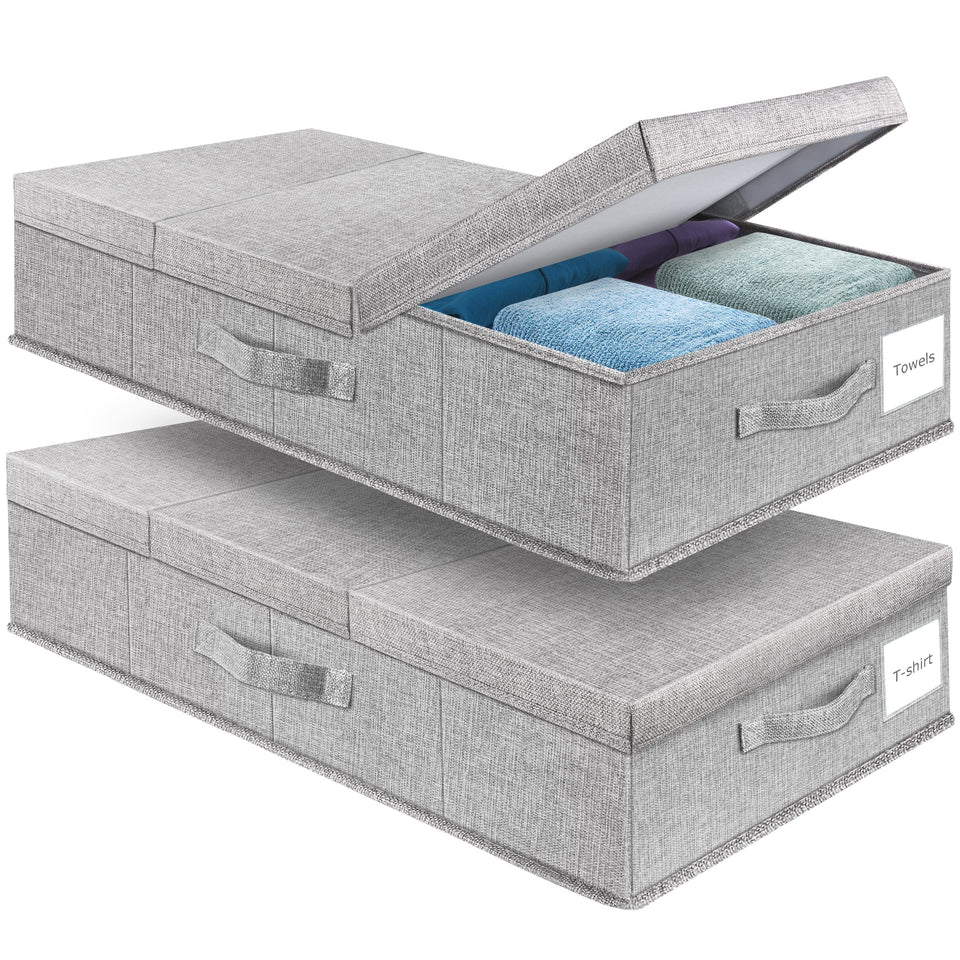 Supowin under-bed storage bin 2-pack keeps clothes organized and accessible.