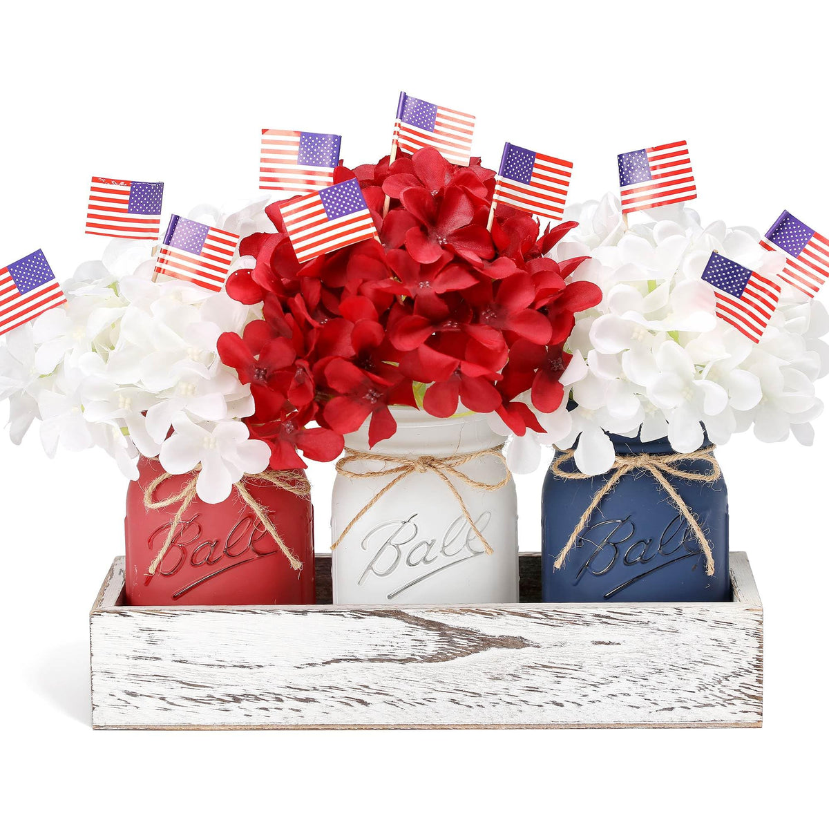 SUPREME LIGHTS 2017 patriotic mason jar with flags for festive centerpieces.