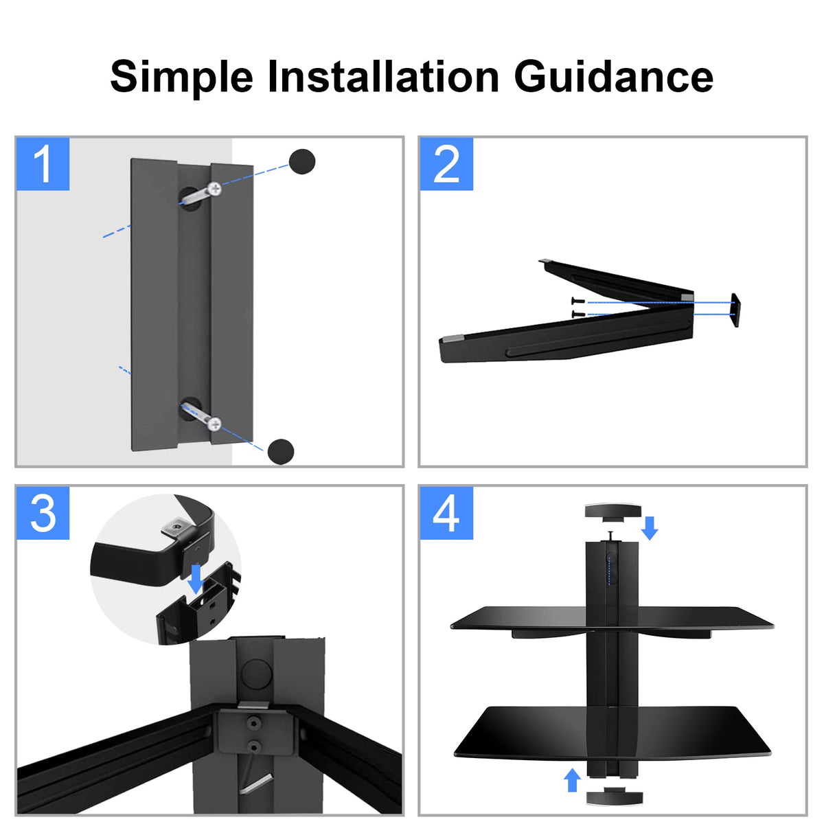 Suptek black wall-mount bracket blending with modern home theater