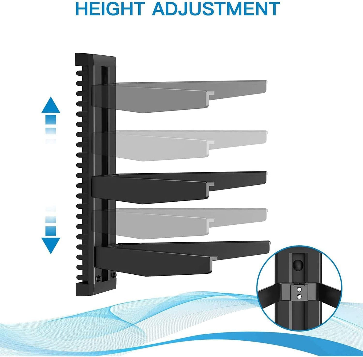 High load capacity per shelf suits DVD players and game consoles