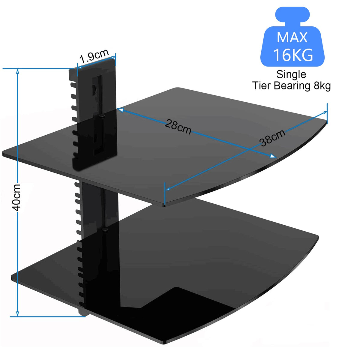 Suptek silver aluminum frame providing durable support for each shelf
