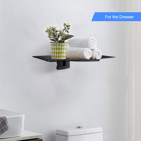 Suptek tv-accessories shelf organizes remotes, consoles, and streaming gear