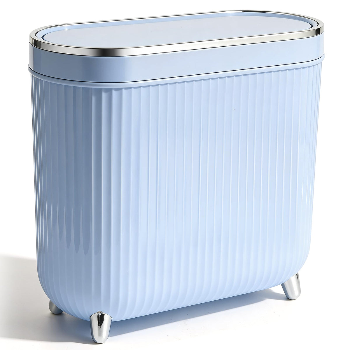 Supteron bathroom trash can with press lid for quick disposal