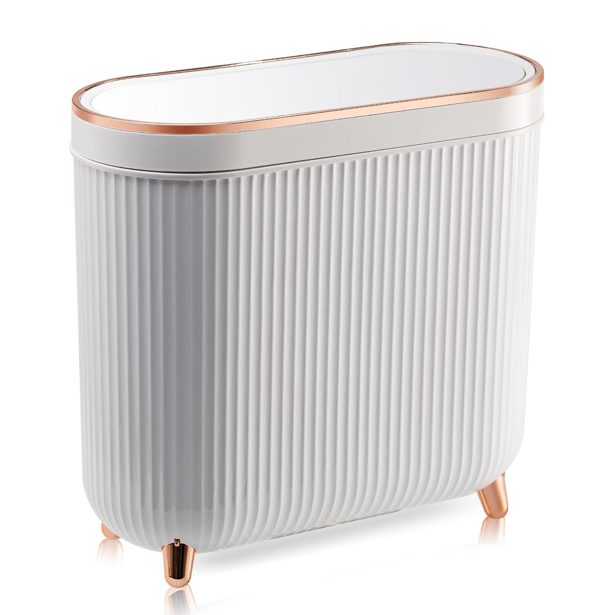 Supteron bathroom trash can with lid and 3.2 gal capacity for space-saving storage