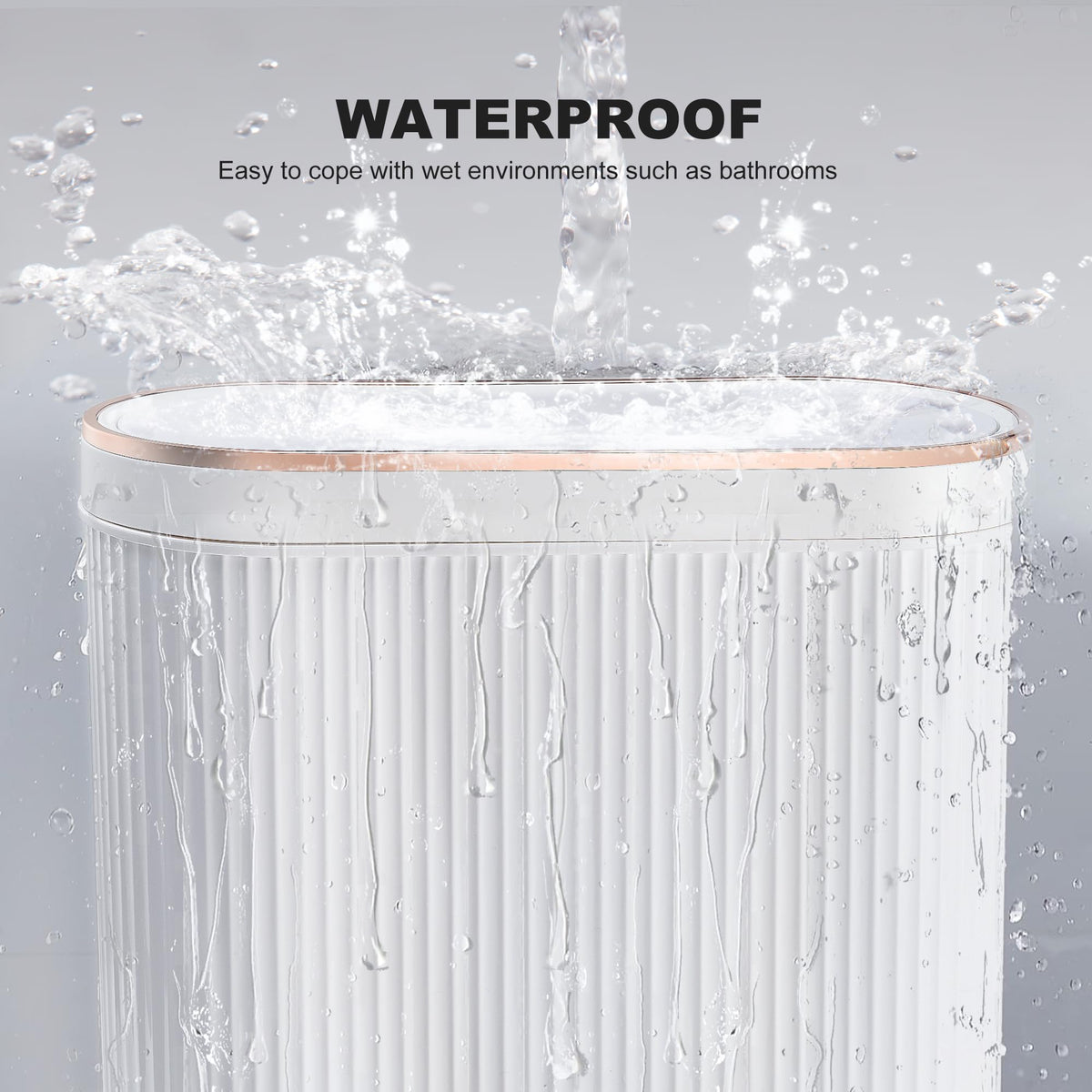 Supteron milk white trash can complements bathroom decor