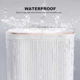 Supteron milk white trash can complements bathroom decor
