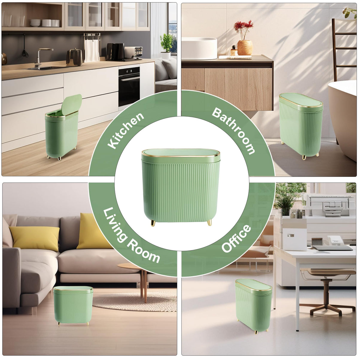 Supteron mint-green trash can combines style with practicality.