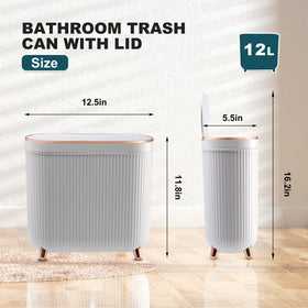 Supteron narrow trash bin design fits tight bathroom corners
