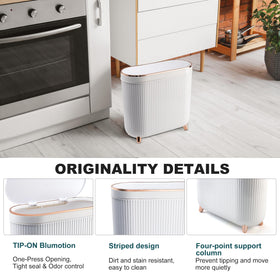 Supteron press-type lid trash bin for easy one-handed disposal