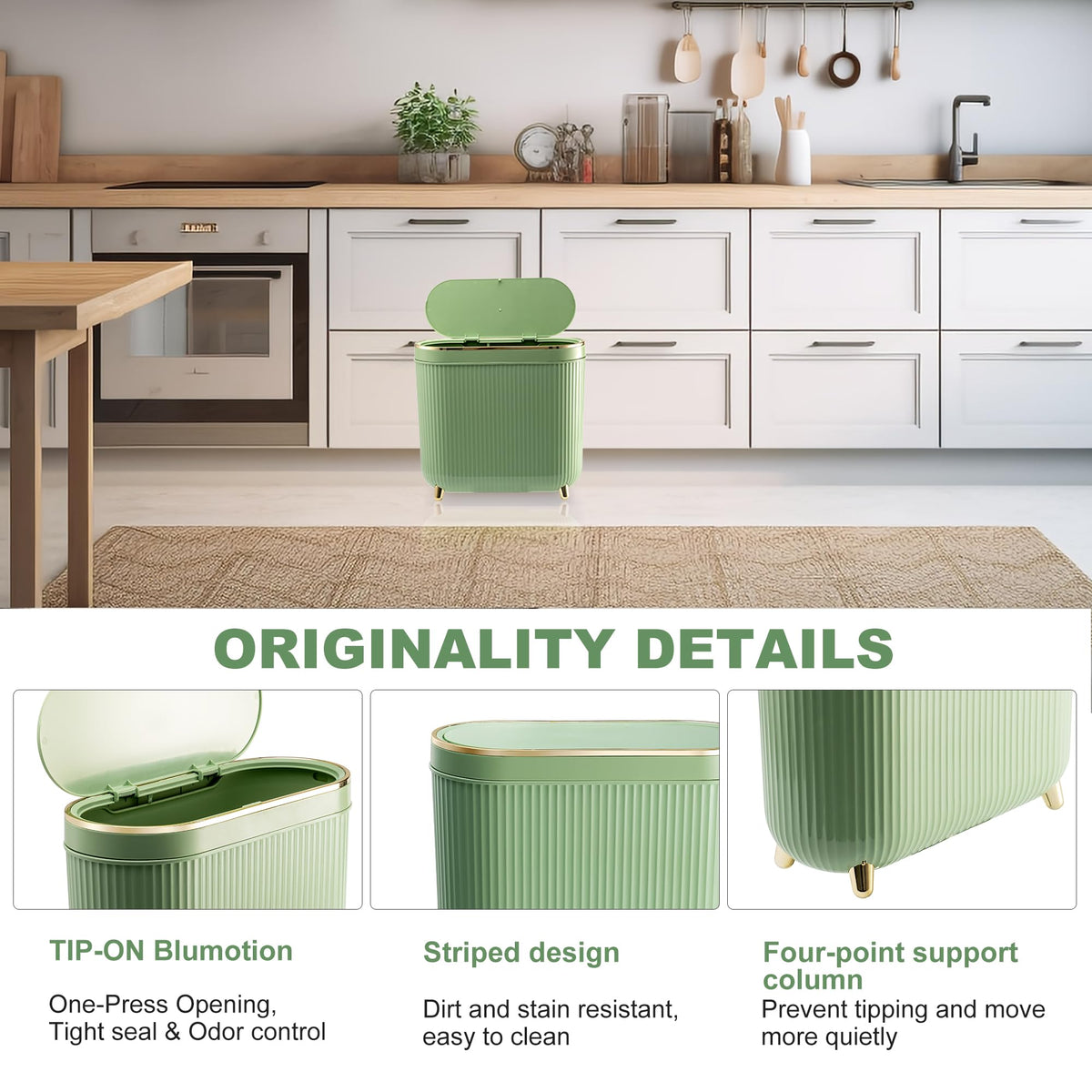 Supteron waterproof plastic trash bin ideal for moisture-prone bathrooms.