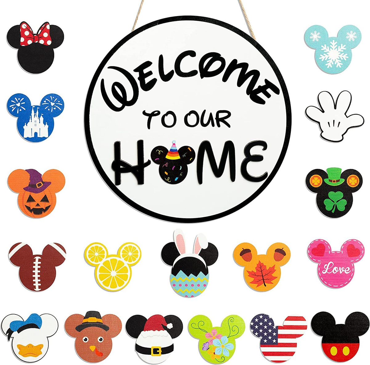 SUPYFD mouse welcome sign on the front door enhances curb appeal.