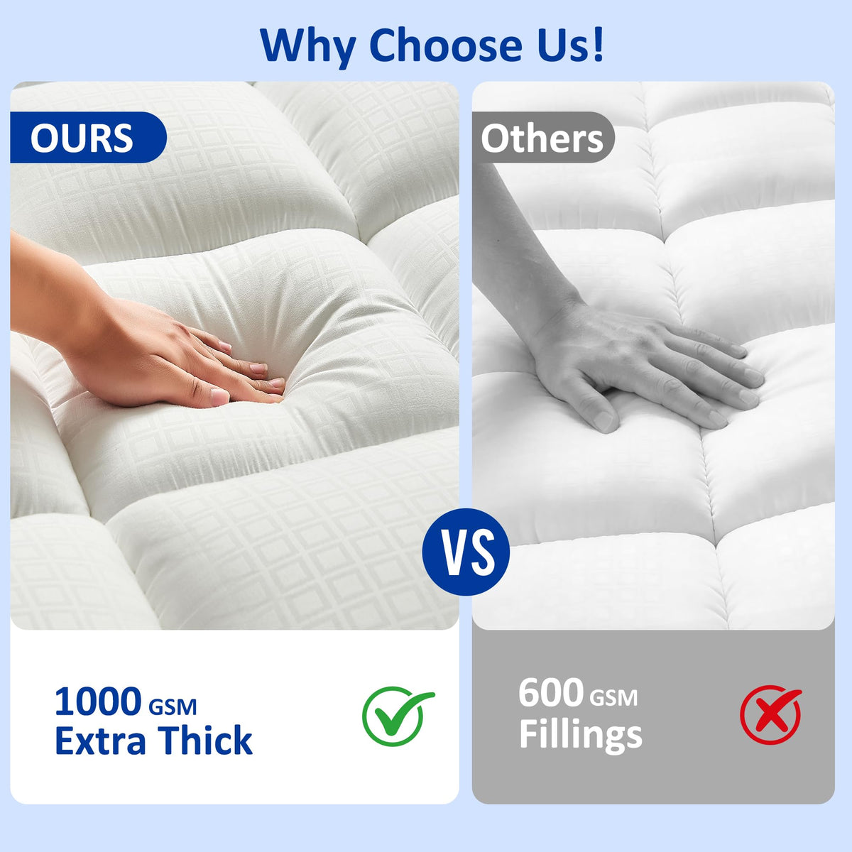 SurChic King Size Topper cooling fabric detail, breathable comfort.