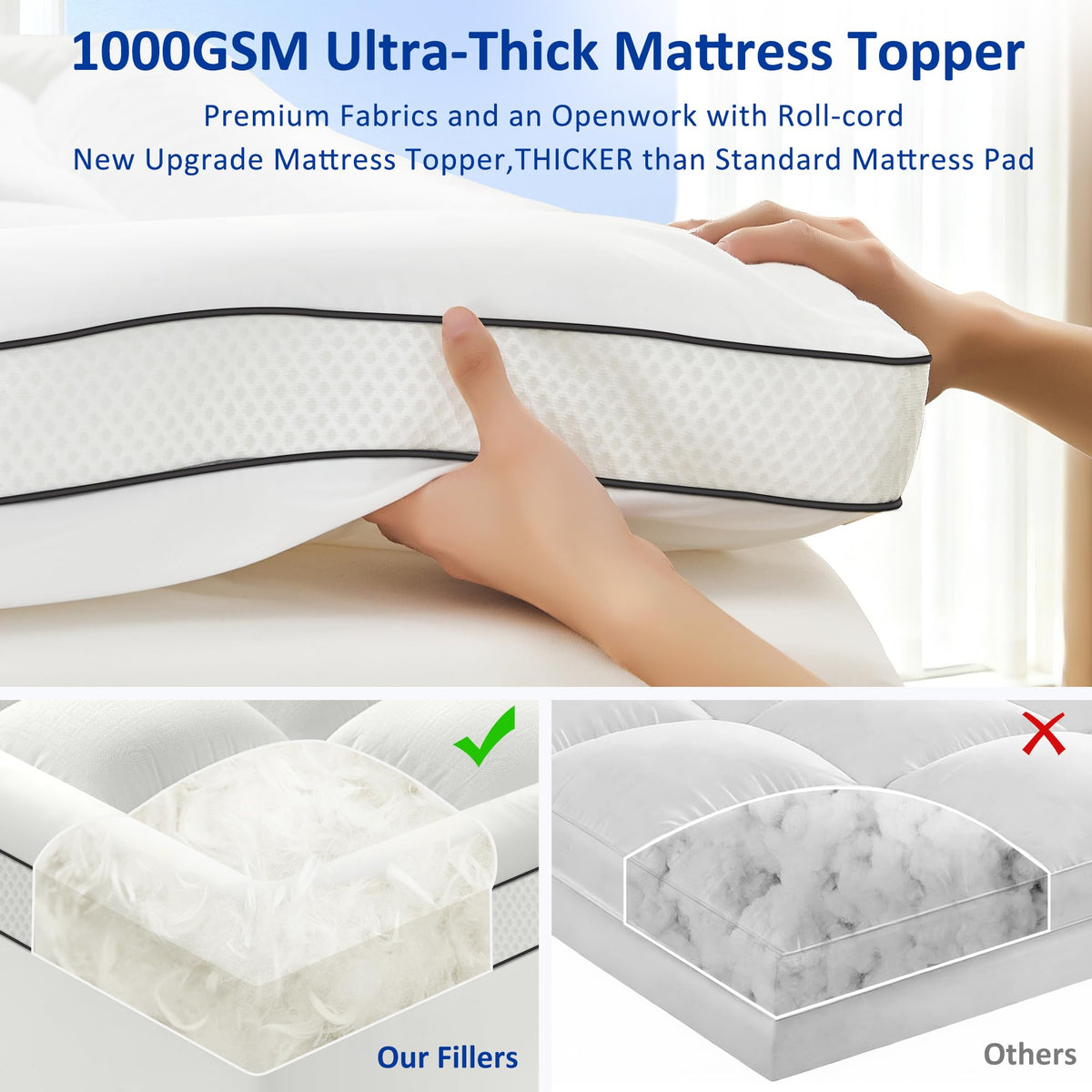 SurChic King Size Topper machine-washable cover, easy care.