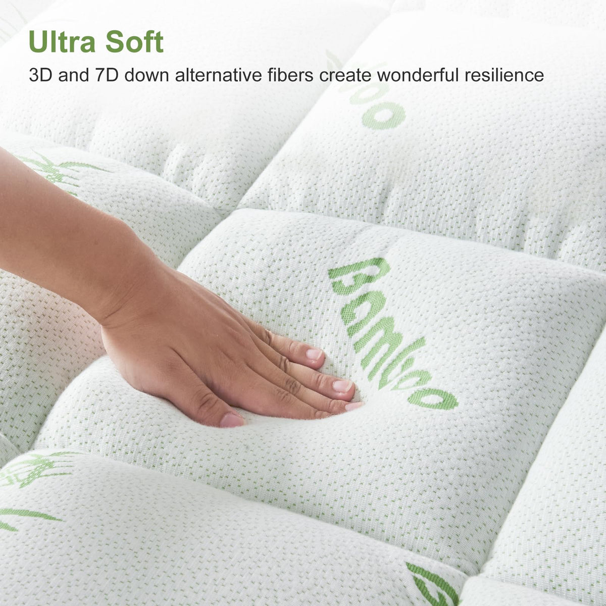 SurChic queen-size topper fits 8-21 inch mattresses securely.