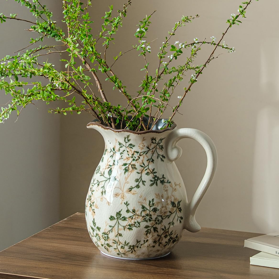 Sure YUESI 8-inch pitcher vase with handle ideal for fresh bouquets