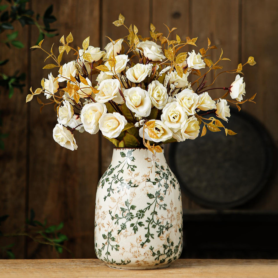 Sure YUESI Green Vintage Ceramic Vase, 7.8 inches, ideal as a tabletop centerpiece.