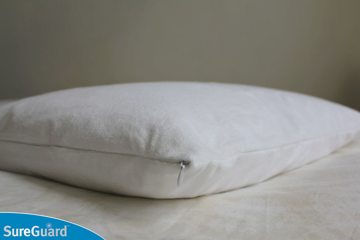 SureGuard bed bug-proof pillow cover protects your pillow from pests during sleep.