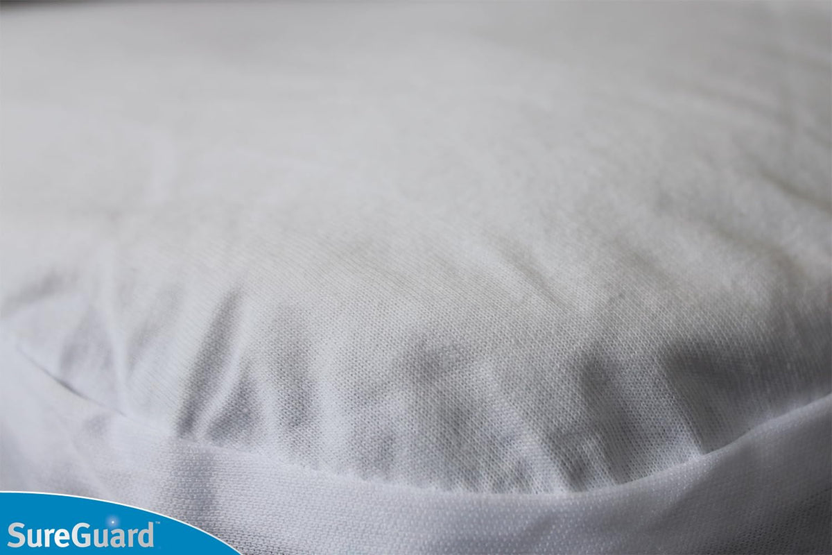 Blocks dust and dander on top while maintaining a soft cotton surface.