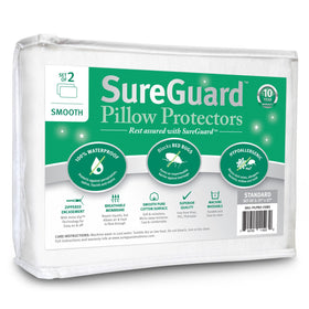 SureGuard pillow protector with waterproof cover protects against spills.