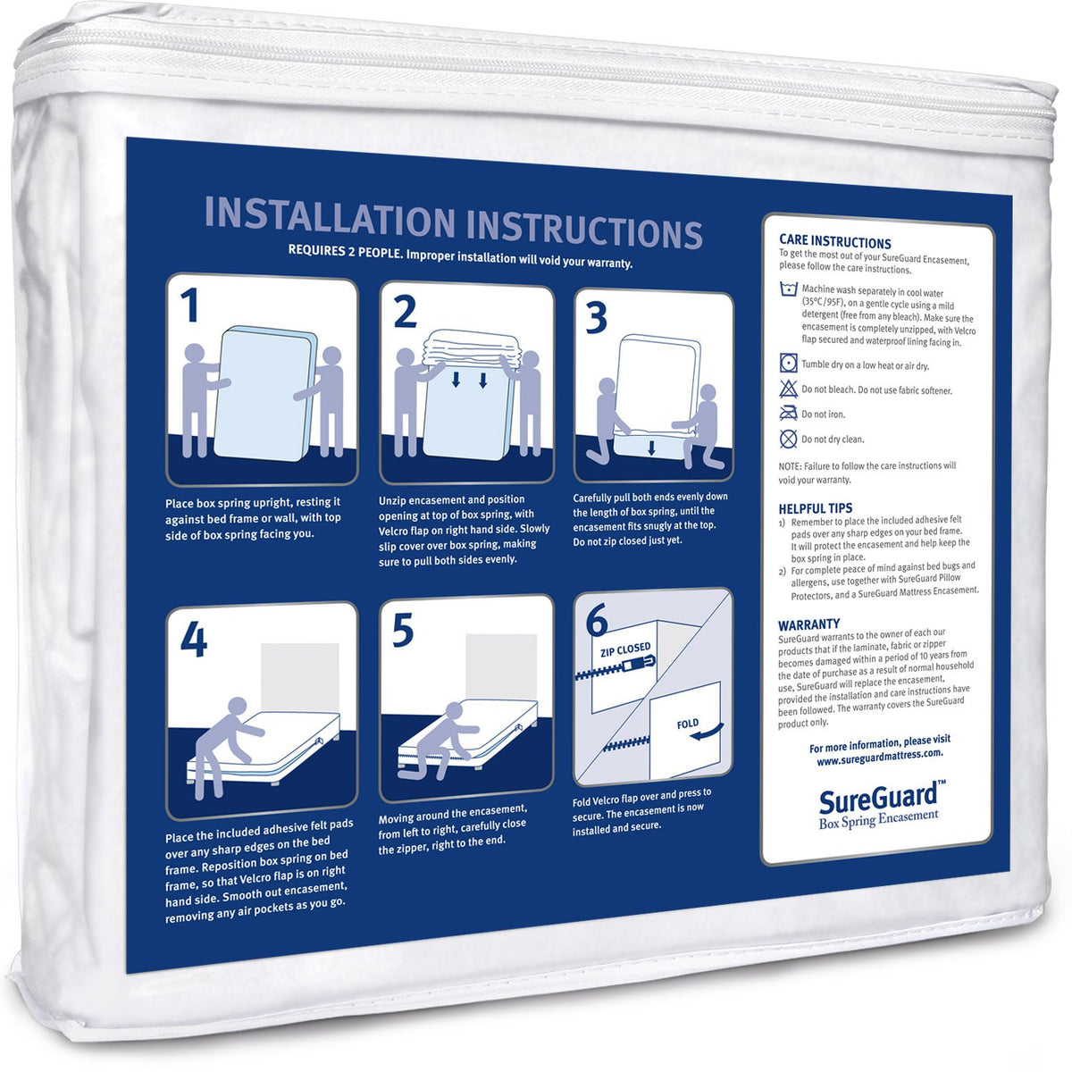 SureGuard box spring encasement with bed bug proof zipper blocks pests from reaching the box spring.