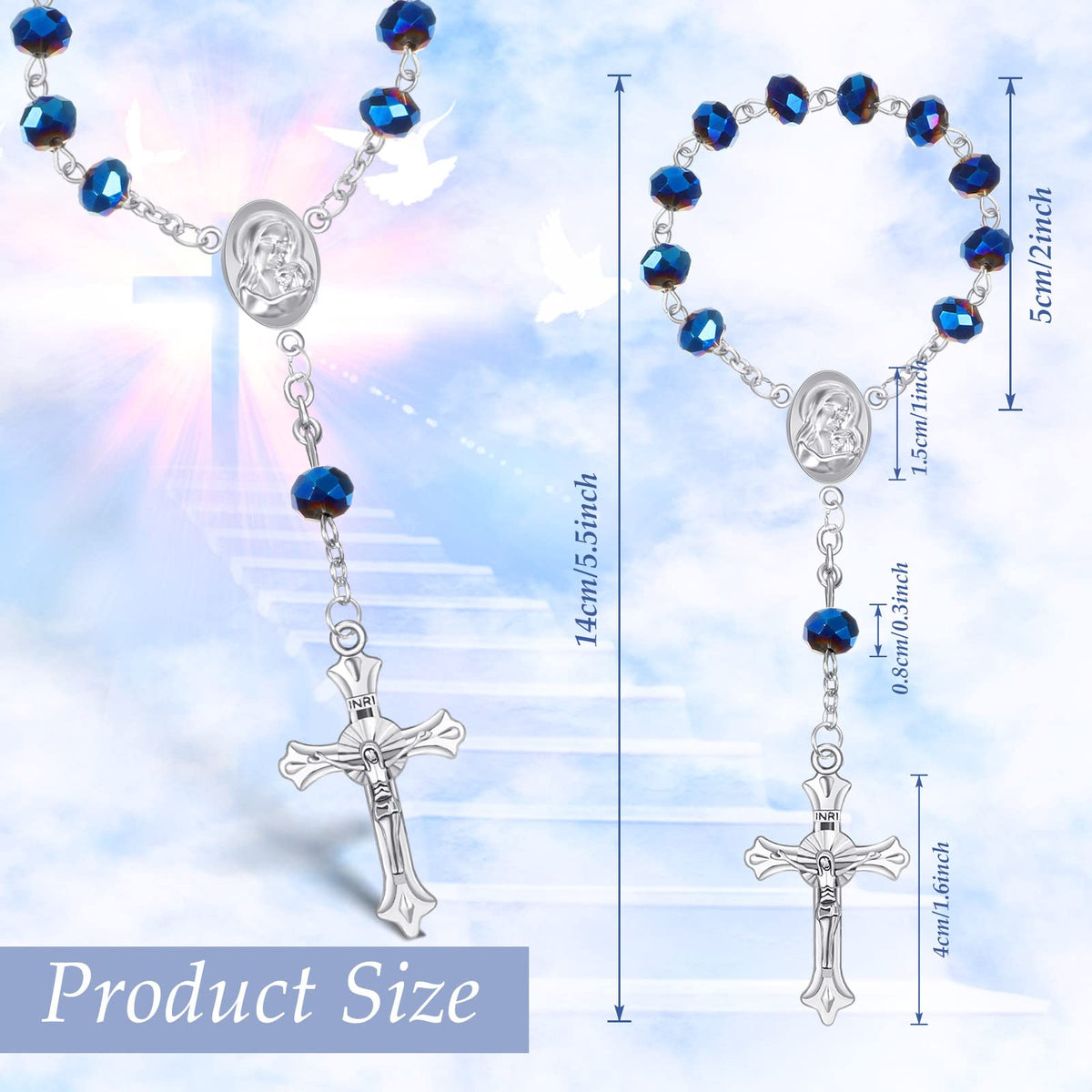 Sureio white-bead rosaries with organza bag, perfect christening gifts.
