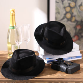 Sureio plastic gentleman hat black; lightweight and comfortable for extended wear.