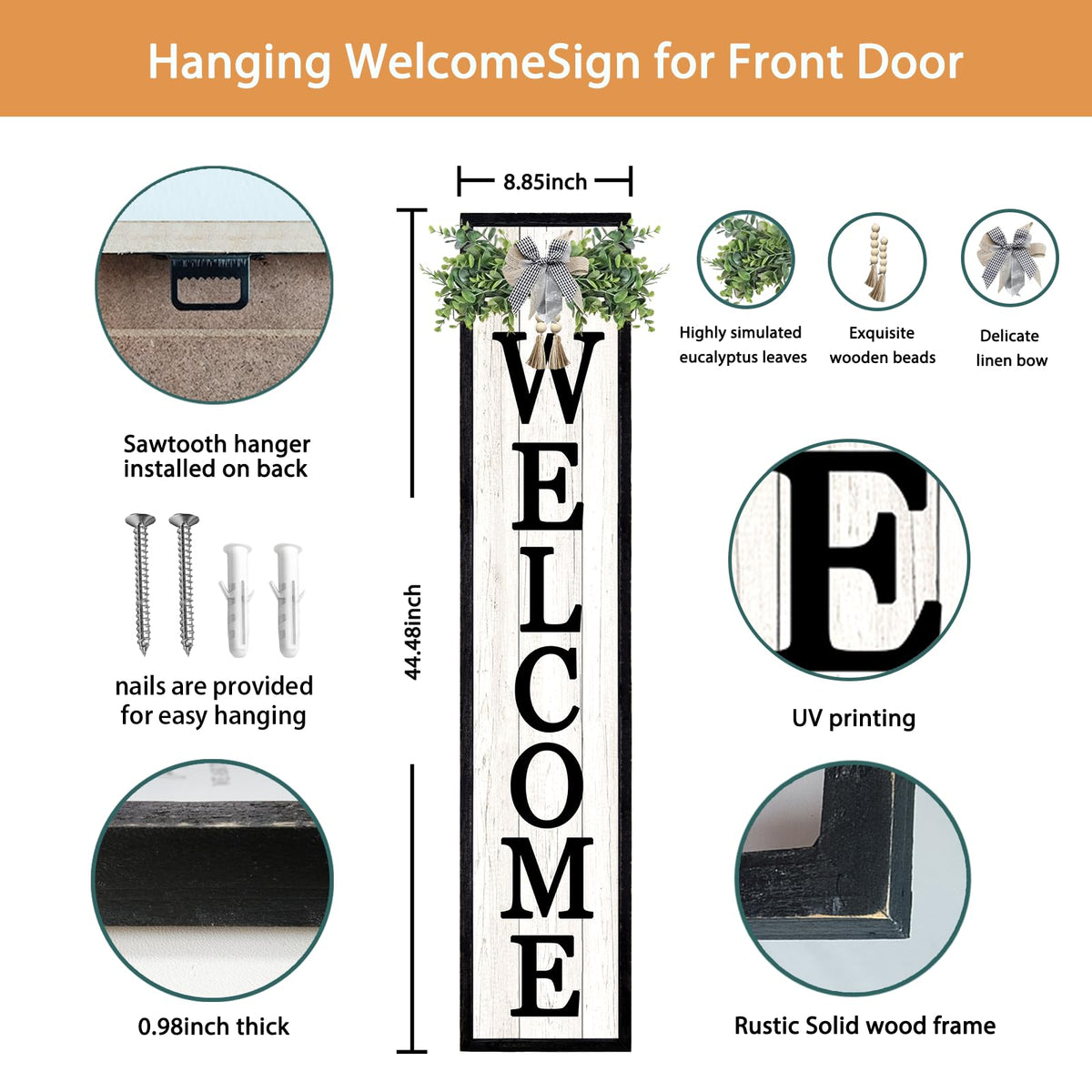 Surfapans wooden frame welcome sign for exterior decor with rustic vibe.
