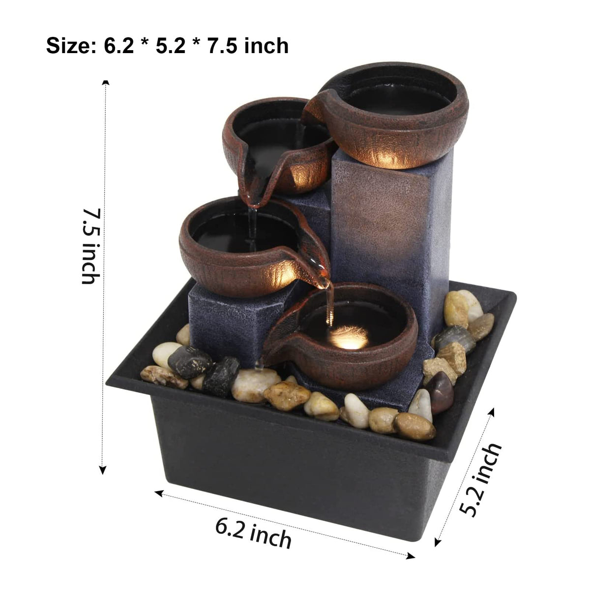 SURPRIZON compact fountain fits desks and shelves for relaxing decor.
