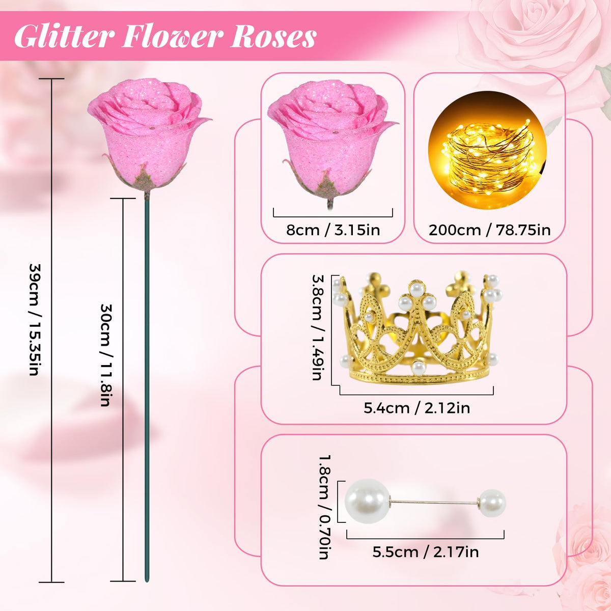 Suryushi Christmas glitter roses bouquet makes a thoughtful, long-lasting gift.