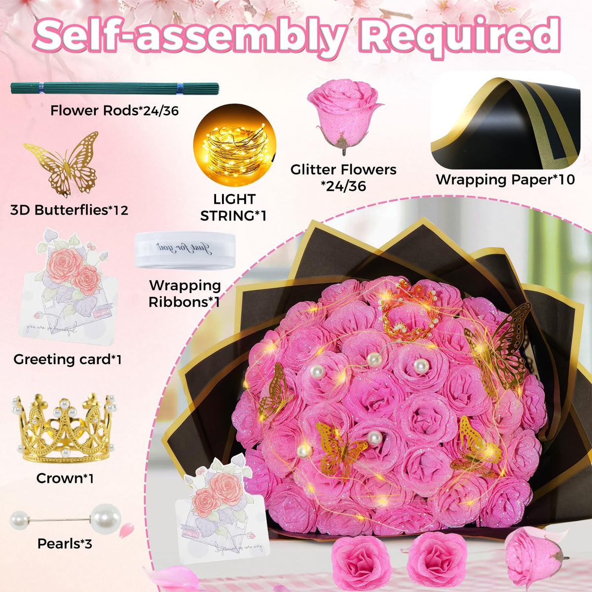 Suryushi everlasting artificial roses bouquet stays dazzling year after year.