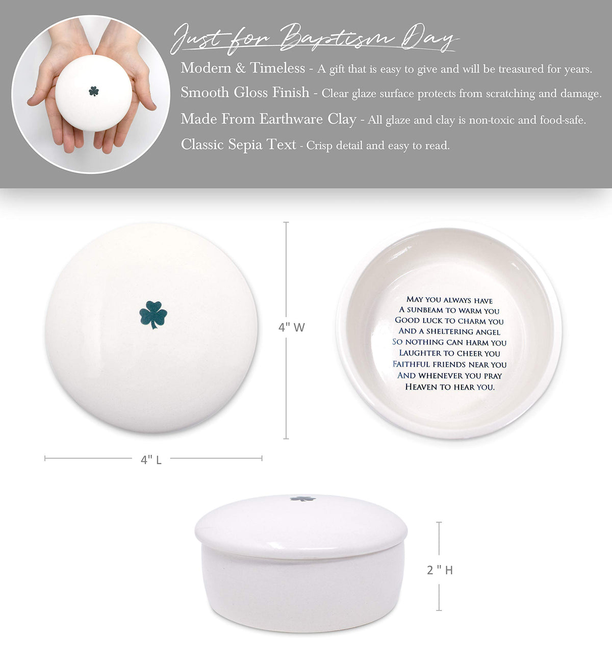 Susabella shamrock design keepsake box complements any display.
