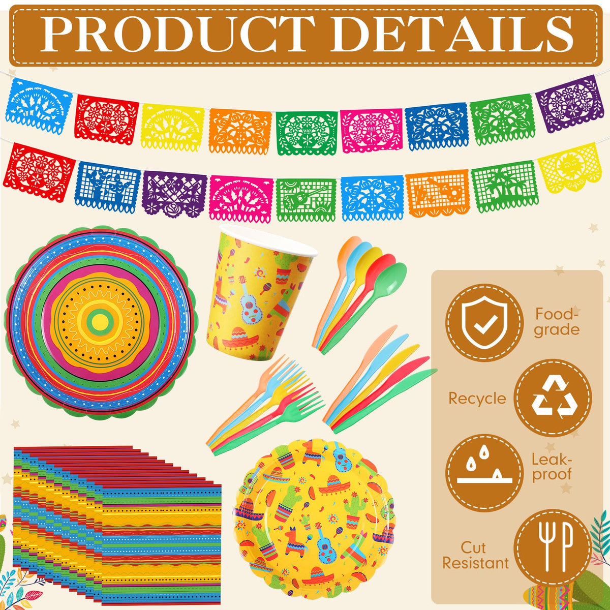 Suttmin Cinco de Mayo dessert plates 7 inches for tasty portions.