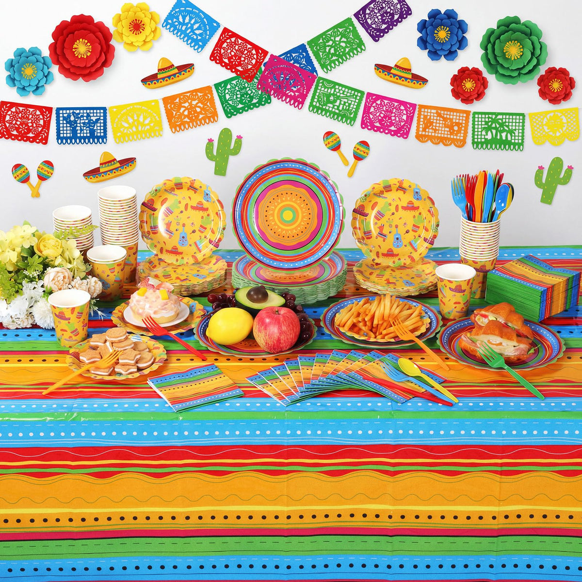 Suttmin Cinco de Mayo tablecloth 54x108 inches for full surface protection.