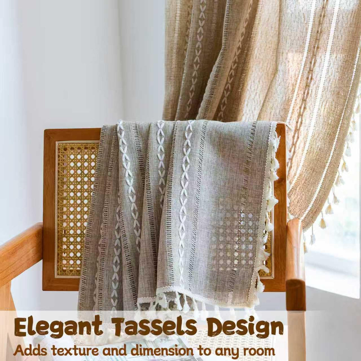 Sutuo Home boho curtain light-filtering fabric softens daylight.