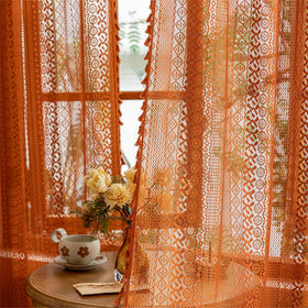 Sutuo Home terracotta boho lace curtains panel 01 with soft fabric and light filtering for cozy rooms