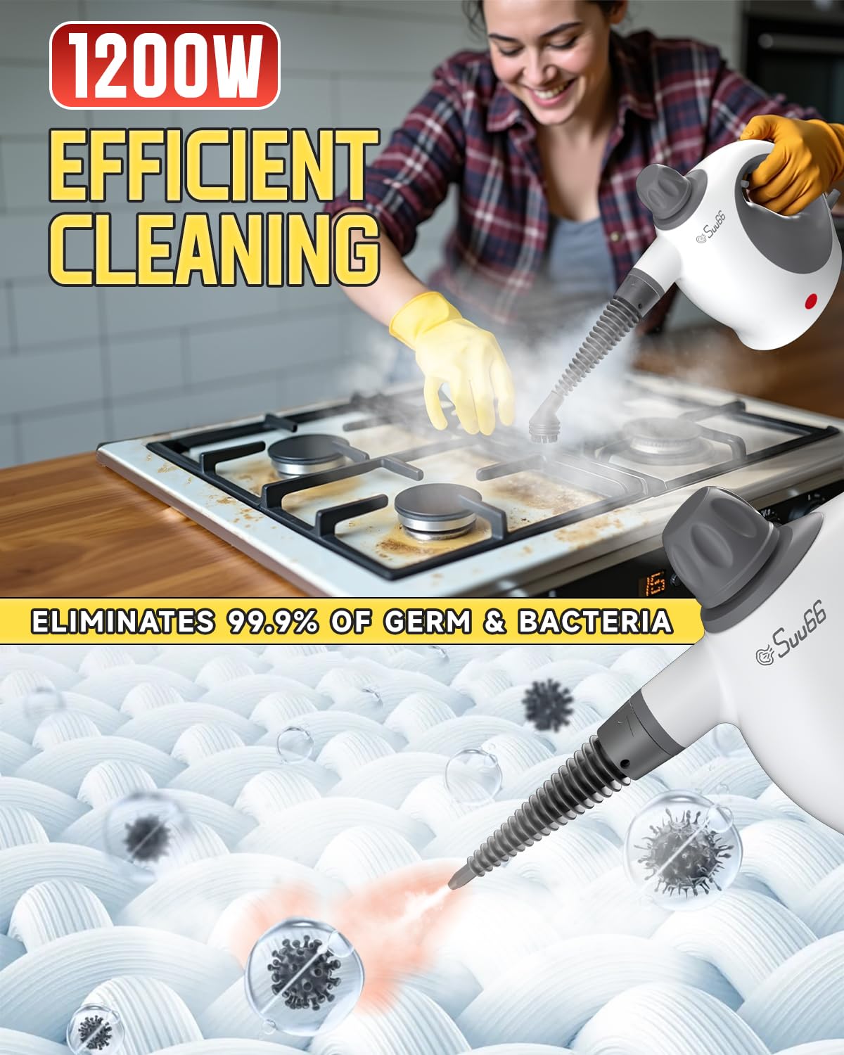 Suu66 19-piece accessory kit with brushes and nozzles for versatile cleaning