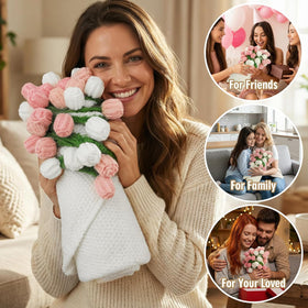 SUVEUS rose bouquet knit blanket used as sofa decoration