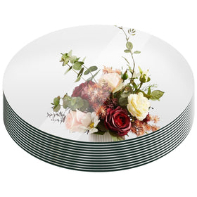 Suwimut 12-inch round mirror plate reflects holiday centerpieces with clear, vibrant light.