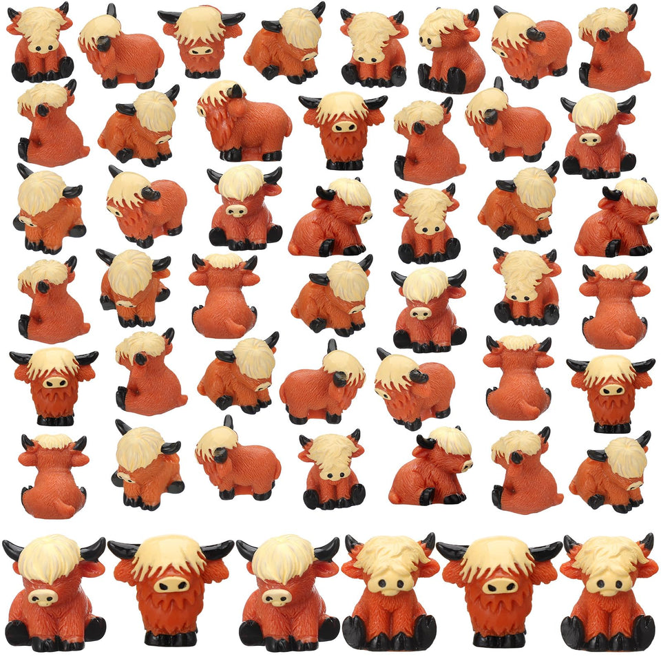 Suzile Highland cow figurine pack for desk and shelf decor